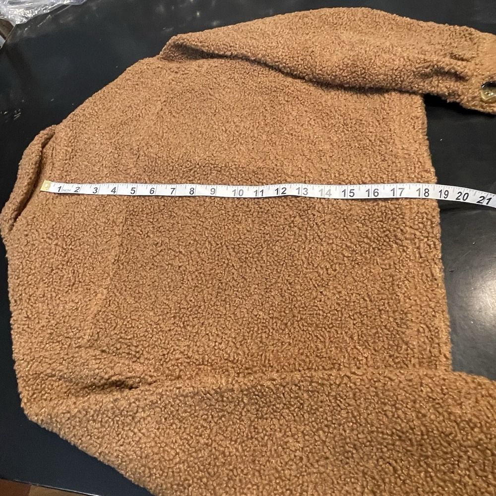 Industry Brown Bear Faux Fur Teddy Cropped Jacket Sherpa Shacket Small NWT - Picture 12 of 12